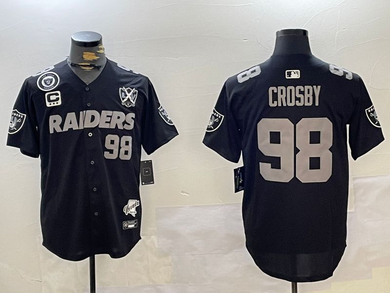 Men Oakland Raiders #98 Crosby Black five generations 2024 Nike Limited NFL Jersey style 1